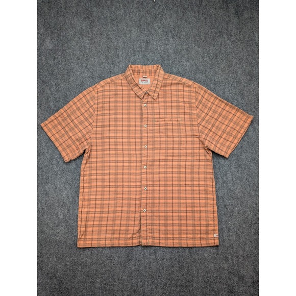 Gramicci XXL Shirt Mens Orange Plaid Short Sleeve Button Casual Outdoor Gorpcore - Picture 1 of 7
